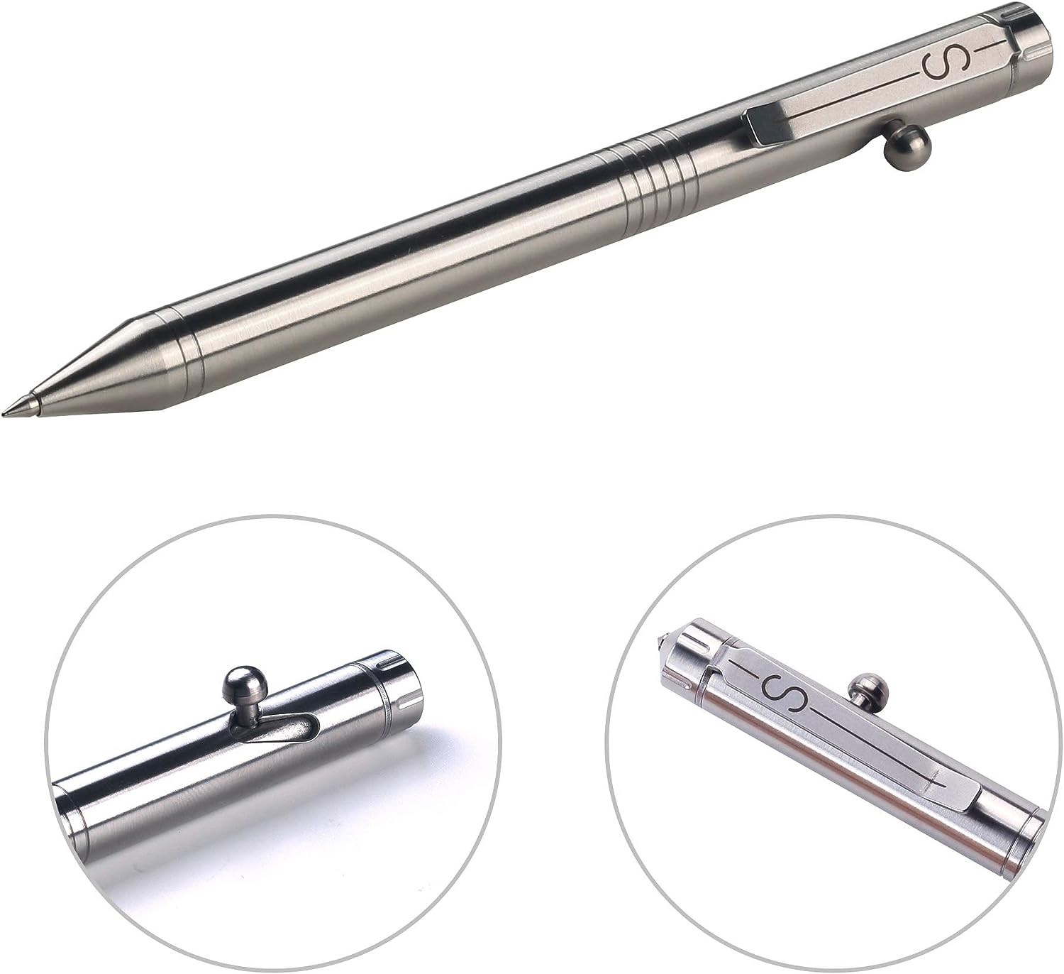SMOOTHERPRO Bolt Action Pen Decent Stainless Steel Compatible with Pilot G2  Refill Durable Stainless Steel Clip for EDC Pocket Design (SSG050) 